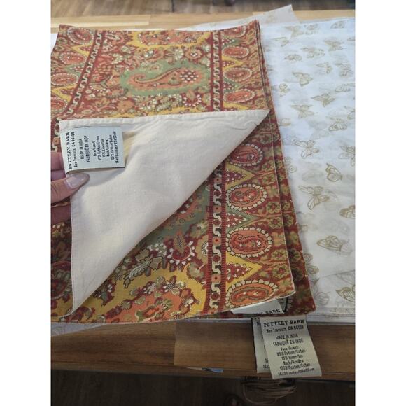 Pottery Barn Placemats Set 4 Brown Orange Fabric Paisley Autumn 🍂 - Picture 7 of 8